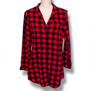 Gilligan & O'Malley Women’s Red and Black Buffalo Plaid Nightshirt Size Small